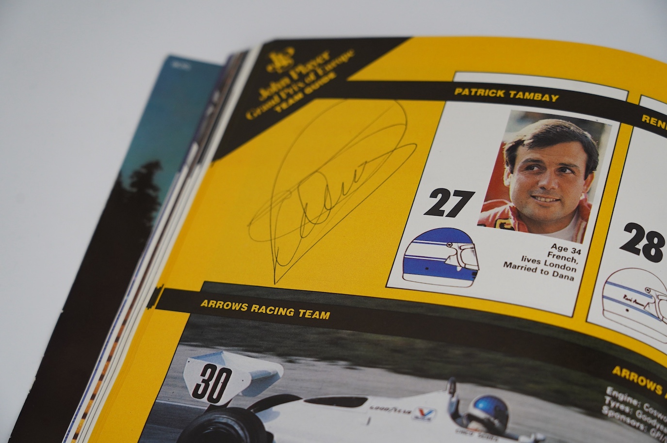 An archive of British Grand Prix memorabilia from Brands Hatch, including a collection of autographs, including Niki Lauda, John Watson, etc., all collected in a brands Hatch official program dated 1983 by the vendor who